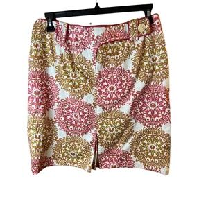 Etcetera Womens Patterned Knee Length Button Skirt Size 12